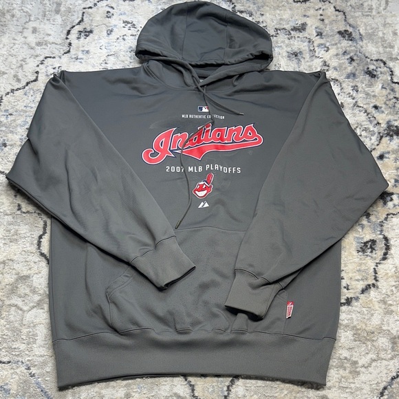 Majestic MLB Authentic 2007 Cleveland Indians Playoffs Hoodie XL